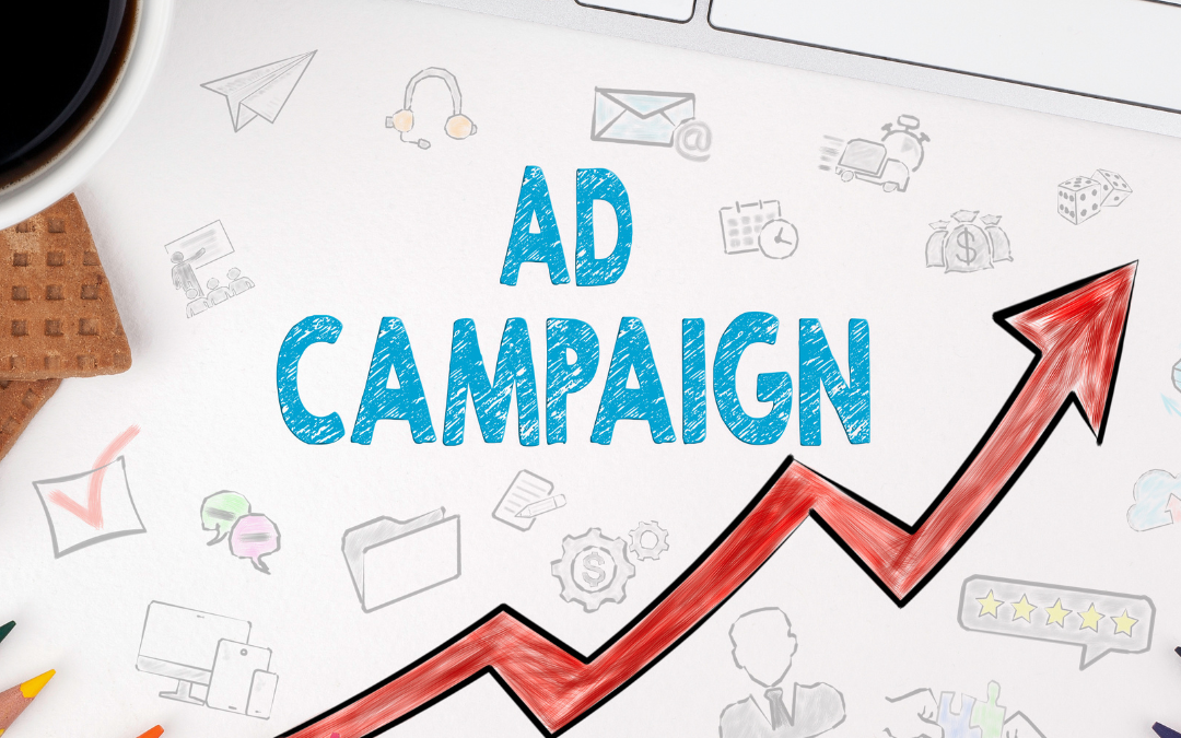 Ad campaign with an up-arrow underneath